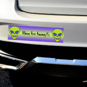 Grönt Alien Skull Bildekal
