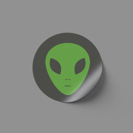 Grönt Alien Sticker Runt Klistermärke