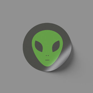 Grönt Alien Sticker Runt Klistermärke
