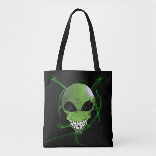 Grönt Alien Tote-påse Tygkasse (Framsida)