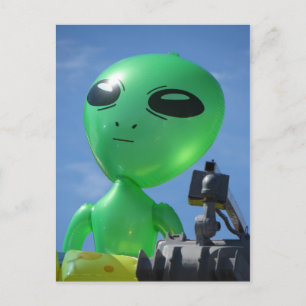 Grönt Alien Vykort