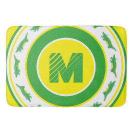 Grönt Alligator Croc Crocodile Gator Initial Badrumsmatta
