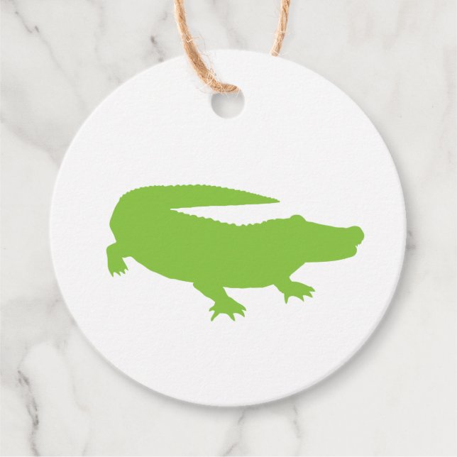 Grönt Alligator Preppy Designer Southern Roligt Gåvor Etiketter (Framsida)