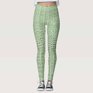 Grönt Alligator Skin Print Leggings & Yoga Byxor