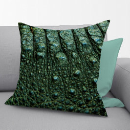 Grönt Alligator Skin Struktur Kudde