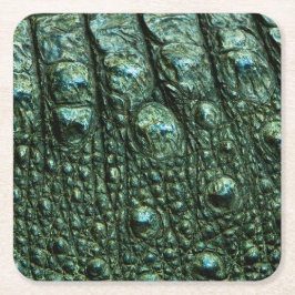 Grönt Alligator Skin Struktur Underlägg Papper Kvadrat