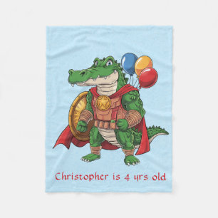 Grönt Alligator Superassistance Age Boy Birthday G Fleecefilt