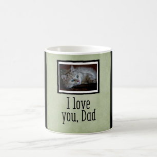 Grönt älskar jag dig, för kattfoto för pappa kaffemugg
