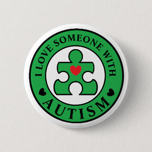 Grönt "älskar jag någon med Autism" klämmer fa Knapp