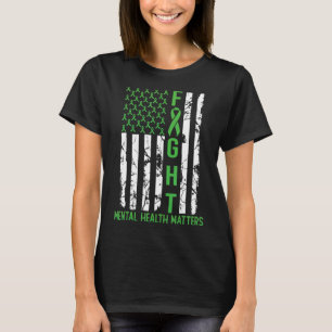 Grönt American Flagga USA Mental Health Matters T Shirt