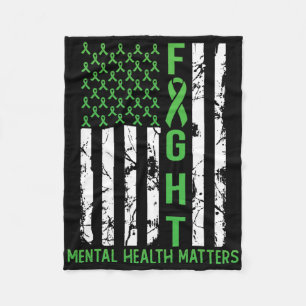 Grönt American Flagga USA Mental Health Problems Fleecefilt