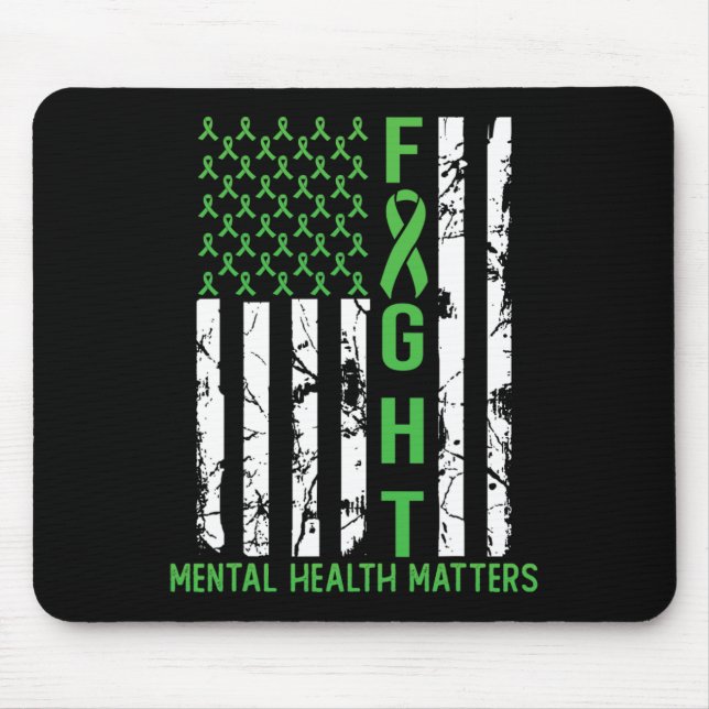Grönt American Flagga USA Mental Health Problems Musmatta (Framsidan)