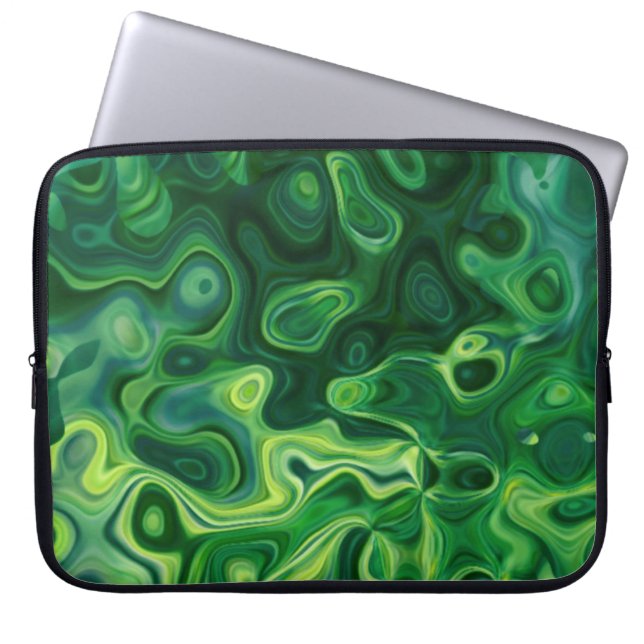 Grönt Amoeba Mönster Abstrakt Art Laptop Sleeve (Framsidan)