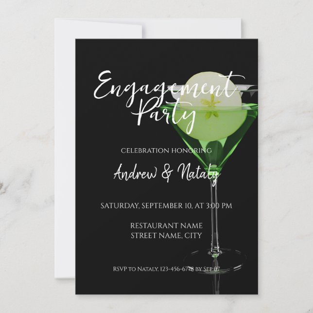 Grönt Ampletincocktail med äppelskiva Inbjudningar (Framsida)