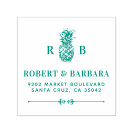 Grönt Ananas | BRÖLLOP INITIALER RETURADRESS Självfärgande Stämpel