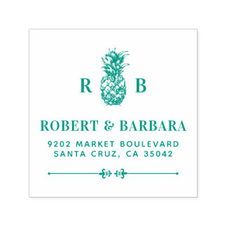 Grönt Ananas | BRÖLLOP INITIALER RETURADRESS Självfärgande Stämpel
