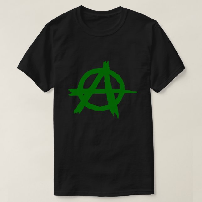 Grönt Anarkism A T Shirt (Design framsida)