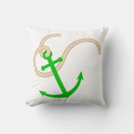 Grönt Anchor Nautical Pillow Kudde