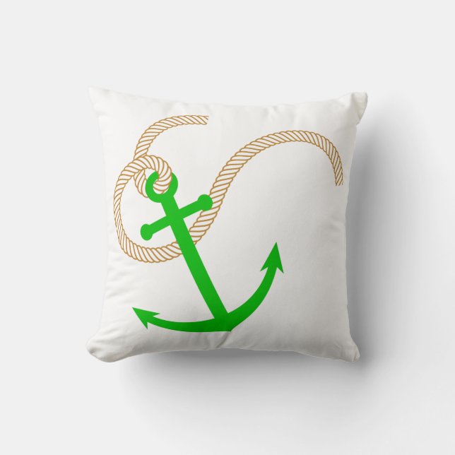 Grönt Anchor Nautical Pillow Kudde (Framsida)