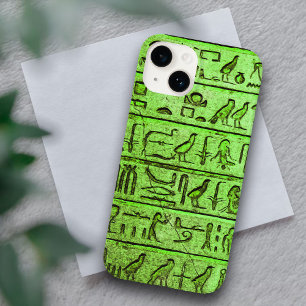 Grönt Ancient Egyptian Hieroglyph iPhone 14 Fodral
