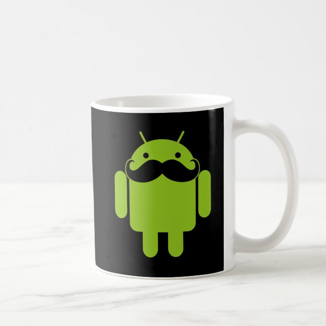 Grönt Android Robot Mustache på Black Kaffemugg (Höger)