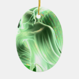 Grönt Angel med sätning - Oval Ornament