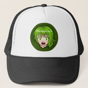 Grönt Anime Girl Keps