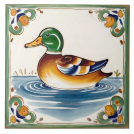 Grönt Anka European People Animal Art Kakelplatta