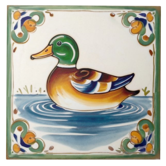 Grönt Anka European People Animal Art Kakelplatta (Framsidan)