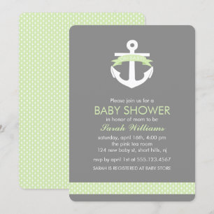 Grönt ankrar den nautiska temababy shower inbjudningar