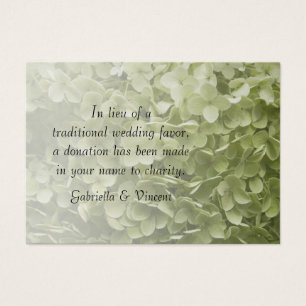 Grönt Annabelle Hydrangea Bröllop Charity Favors Visitkort