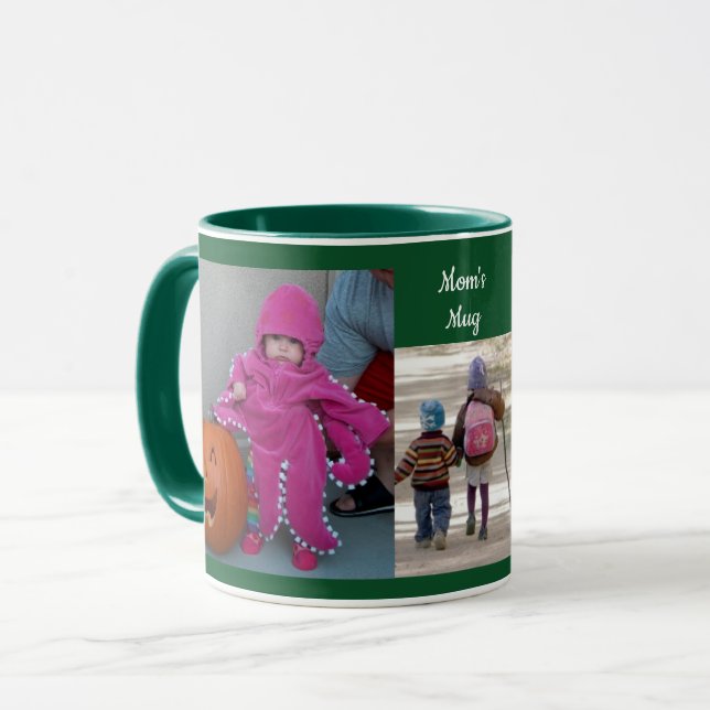 Grönt Anpassa 3 FOTO-MALLKaffe Mugg (Framsida vänster)