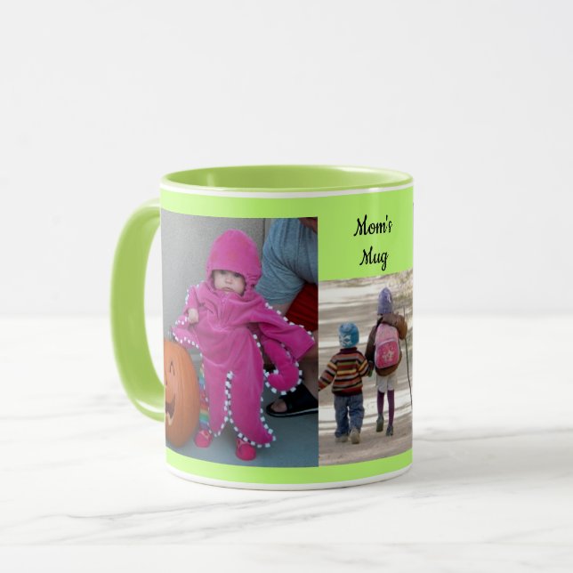 Grönt Anpassa 3 FOTO-MALLKaffe Mugg (Framsida vänster)