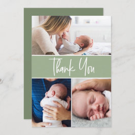 Grönt Anpassningsbar 3 Baby-foton Hantera skript Tack Kort