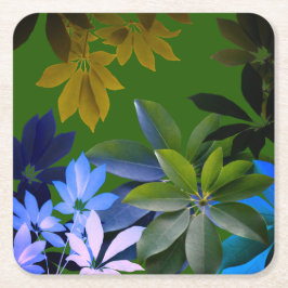 Grönt, Anpassningsbar för blå Löv Underlägg Papper Kvadrat