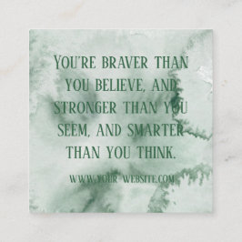 Grönt Anpassningsbar för vattenfärgsbekräftelsekor Fyrkantigt Visitkort