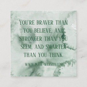 Grönt Anpassningsbar för vattenfärgsbekräftelsekor Fyrkantigt Visitkort