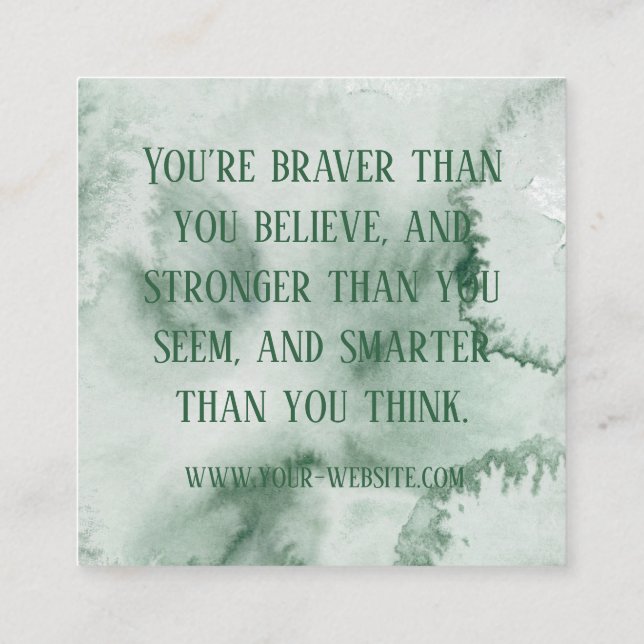 Grönt Anpassningsbar för vattenfärgsbekräftelsekor Fyrkantigt Visitkort (Baksida)