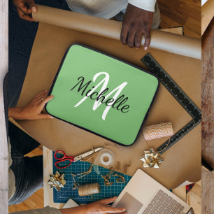 Grönt Anpassningsbar Monogram Laptop sleeve