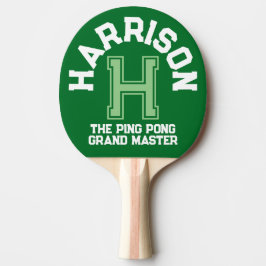 Grönt anpassningsbar monogram namn initial och tea pingisracket