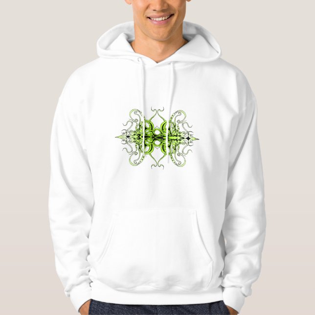 Grönt Anpassningsbar Tattodesign Hoodie (Framsida)