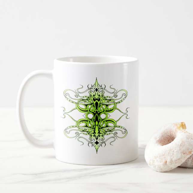 Grönt Anpassningsbar Tattodesign Kaffemugg (Med munk)