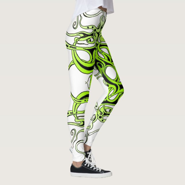 Grönt Anpassningsbar Tattodesign Leggings (Höger)