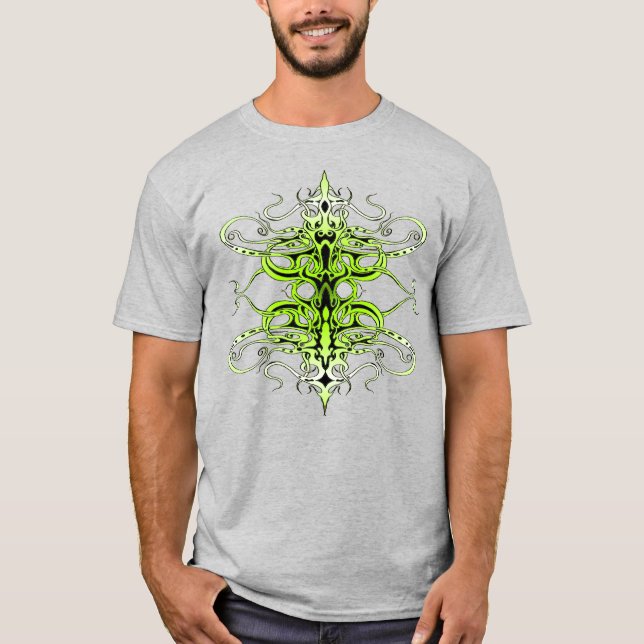 Grönt Anpassningsbar Tattodesign T Shirt (Framsida)