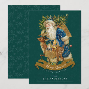 Grönt Anpassningsbar Vintage Jultomten julkort
