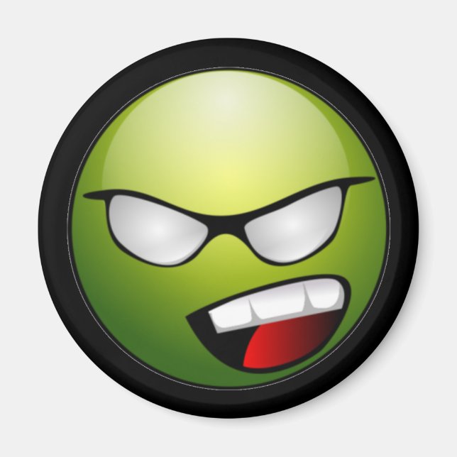 Grönt Ansikte Black Magnet (Framsidan)