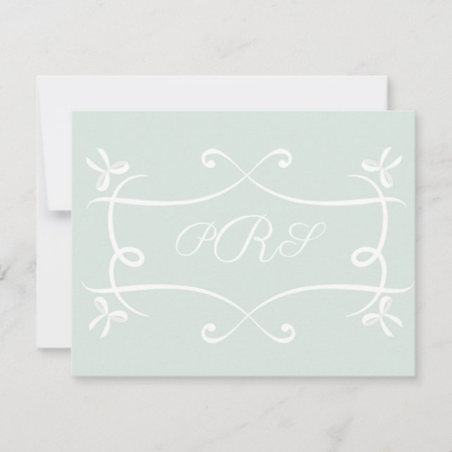 Grönt Antoinette Elegant Emblem Filigree Note Card Anteckningskort (Framsida)