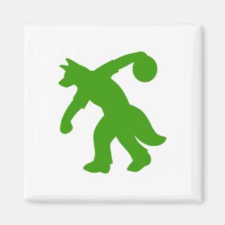 Grönt Antropomorf Hund Bowling Magnet 0001