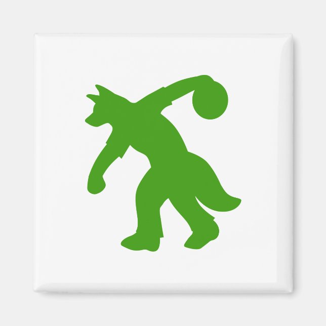Grönt Antropomorf Hund Bowling Magnet 0001 (Framsidan)
