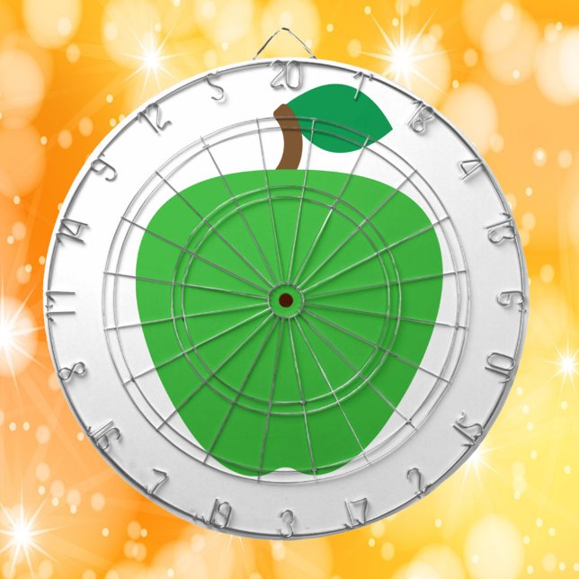 Grönt äppelfrukt darttavla (A dart board with a graphic of a green apple)